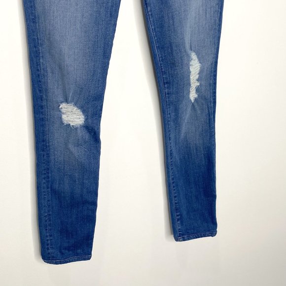 3X1 NYC W2 Distressed Mid-Rise Skinny Jeans in Crete Dark Wash Denim Size 24 - Picture 8 of 14